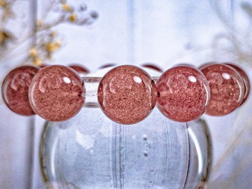 【大咪數星光草莓】天然高品士多啤梨水晶手串手鍊 一物一拍