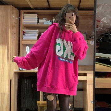 連帽炸街waitmore衛衣女春秋薄款學生情侶高街vintage慵懶風外套