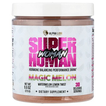ALPHA LION, SuperHuman Woman，荷爾蒙平衡表現提升飲品，香瓜口味，西瓜檸檬皮，9.6 盎司（273 克）
