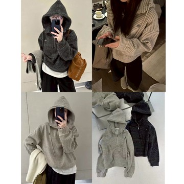 奈看服飾/隔日到貨霾色超暖280g厚磅細膩兔絨毛質感連帽條紋 顯瘦有感不敗條紋 秋冬條紋 男友風 帽Tee 帽t