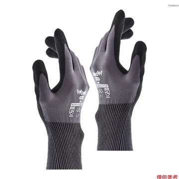 Winn 1 雙丁腈浸漬工作手套男女園藝維修倉庫安全手套(黑灰色 S)