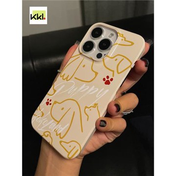 KokoLand趙露思同款16promax手機殼小狗puppy可愛秋天原創適用蘋果12菲林半包14promax14pro1312p11