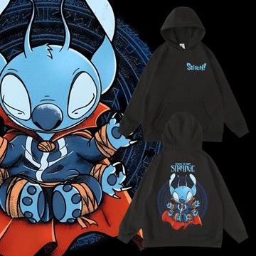 美漫史迪仔聯名奇異博士電影周邊連帽加絨套頭寬松秋冬男女衛衣bf