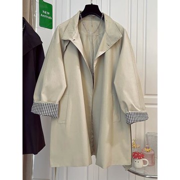 2025早秋新款韓系高級感風衣外套女英倫風設計感卡其中長款大衣