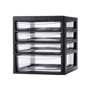 JEJ ASTAGE 辦公桌上型A4文件收納櫃 大抽x1 + 小抽x3  深棕  4層