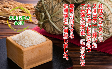 ★令和5年産★2010年・2016年 お米日本一コンテスト inしずおか 特別最高金賞受賞土佐天空の郷　にこまる 4kg　毎月お届け全6回