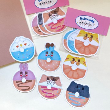 Bubuworld閃閃冬甩甜甜圈大貼紙包 防水貼紙包