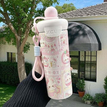 💕桃園免運💕KT卡通可愛不鏽鋼保溫杯 浮球吸管保溫杯 男女大容量水杯 便攜杯 咖啡杯 學生杯子 KT周邊 交換禮物