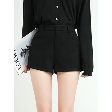 黑色西裝辣妹短褲女春秋2026新款高腰顯瘦小個子a字休閑闊腿靴褲