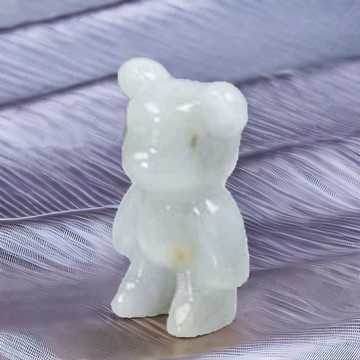 【熊熊玉見你】飄花可愛小熊擺飾 | 天然緬甸玉翡翠A貨 | 送禮
