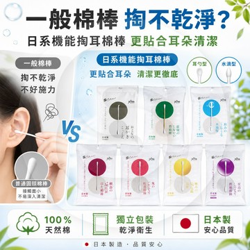 日本原裝進口 平和棉花棒 耳勺式 Ag+抗菌、粘黏、雙頭設計、濕式、胺基酸、高保濕滋潤 8種款式 細軸