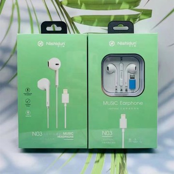 尼士頓有線耳機圓孔typec接口半入耳式高音質3.5mm圓頭適用于ipad