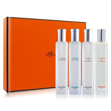 〔平輸版〕【HERMES 愛馬仕】香水禮盒四入組(15mlX4)-[希瑟島+尼羅河+李先生+潟湖]