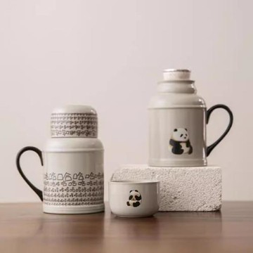 草木灰小暖壺創意大容量陶瓷泡茶杯辦公室家用中式輕奢高檔保溫瓶