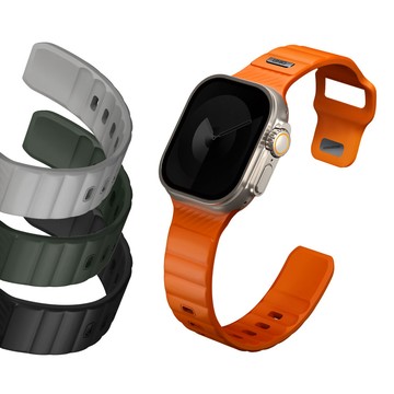 UNIQ Apple Watch 42/44/45/49mm 共用款Stride 防水FKM橡膠不鏽鋼高質感錶帶