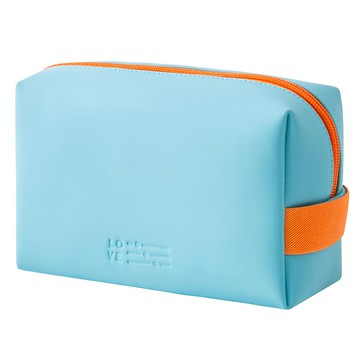 E.City 馬卡龍化妝存摺收納包中包 PU磨砂材質  天藍色  17 x 11 x 7cm