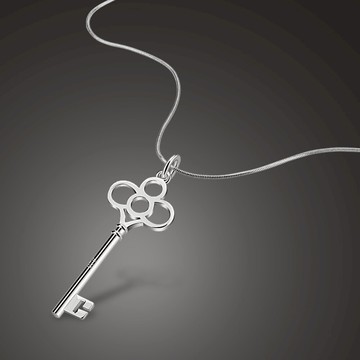 日韓心形鑰匙鎖骨項鏈男女ins簡約S925純銀吊墜頸鏈情侶銀飾禮物