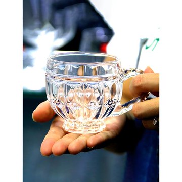 水晶玻璃杯帶把手咖啡杯子水杯小茶杯酒杯高顏值高級感輕奢高端女