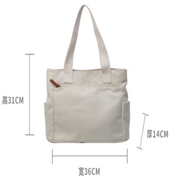 原創設計質感加厚簡約百搭通勤帆布托特包休閑文藝學生單肩手提包