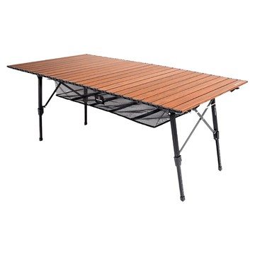 MONTERRA Maleum Rolltable 折疊露營桌  展開150 x 70 x 40~60cm 收納75 x 24 x 19cm  原木色  150cm