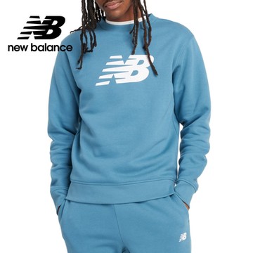 【New Balance】刷毛長袖上衣大學T_男性_天空藍_MT43905TEI