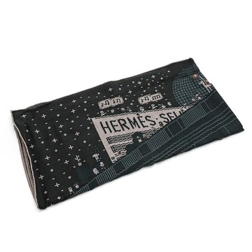 【HERMES 愛馬仕】經典 Faubourg Party scarf 建築物街道 方巾披肩