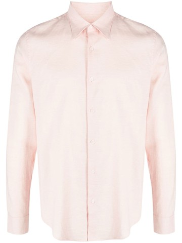 SANDRO - long-sleeve button-fastening shirt - men - Cotton/Lyocell/Linen/Flax - S - Pink