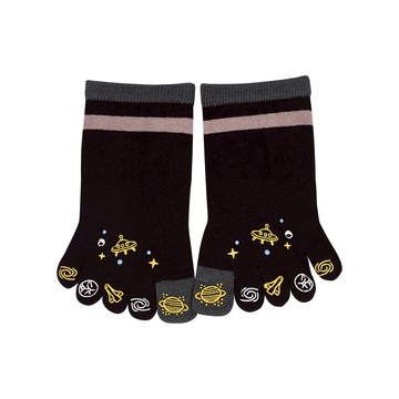 立體膠印造型五趾船襪-銀河 - 銀河黑