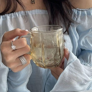 🔶台灣發貨🔶磨砂冰川玻璃杯防燙高顏值ins辦公室家用女手柄手喝水杯子咖啡杯