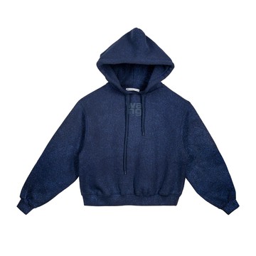 alexanderwang 閃亮毛圈布發泡彩膠Logo連帽衫