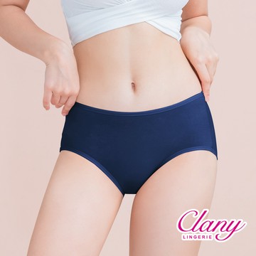 【Clany可蘭霓】台灣製絲蛋白美膚內褲 ｜莫代爾親膚透氣低敏・中腰女內褲 M–XL  海軍藍 2152-57