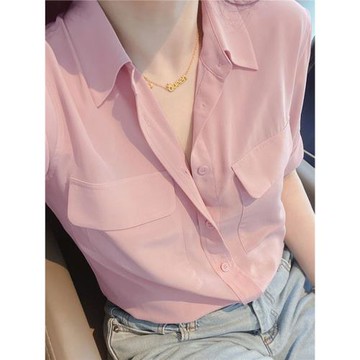 2025年夏季新款女裝氣質Polo領上衣洋氣復古寬松高級感短袖襯衫潮