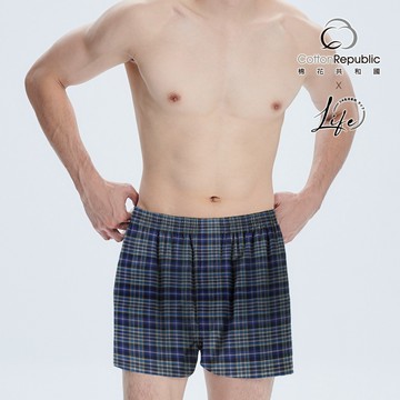 【棉花共和國】四件組 LIFE隱形雙門襟平織寬鬆平口男內褲L/XL