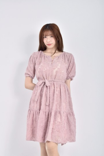 加購優惠(L) fave seoul質感五分袖粉色綁帶洋裝