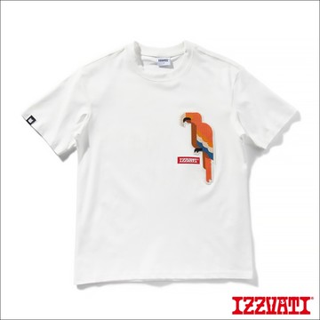 IZZVATI-鸚鵡立體繡花短T-白