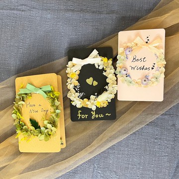 手繪永生繡球花圈卡片