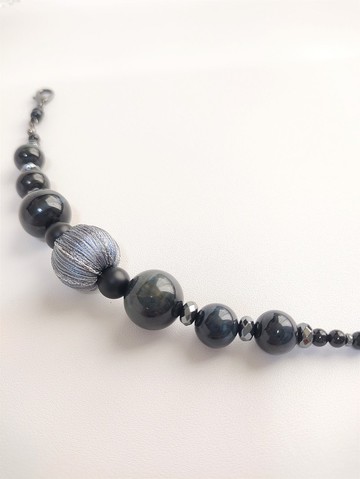 天然石磁性外罩繩 #04 / Kimono Accessory / Navy Haori String