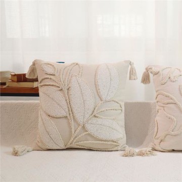 侘寂ins風簇絨刺繡摩洛哥流蘇抱枕臥室客廳沙發靠枕靠墊