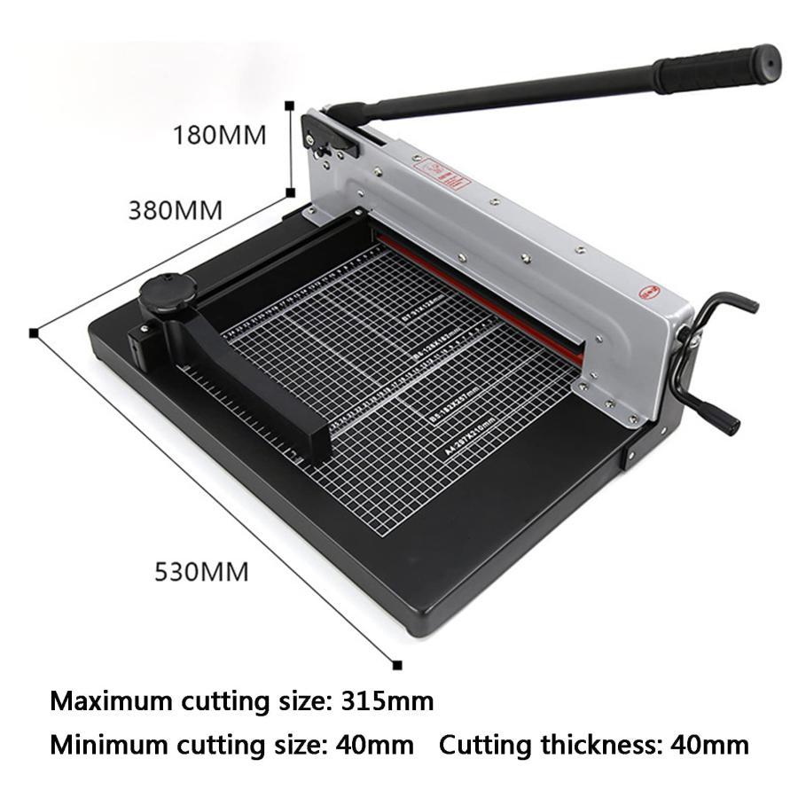 耐久性の高いギロチンペーパーカッター手動ペーパーカッター、グリッド線付き、400枚スタックペーパートリマー、紙厚40mm、40-315mm用紙切断用