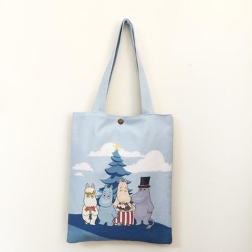 姆明原創卡通插畫環保袋日系帆布包女單肩包學生折疊便攜購物袋