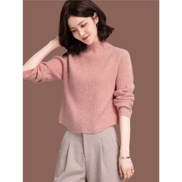 秋冬小個子半高領毛衣女士新款洋氣高腰配裙子加厚短款打底衫上衣