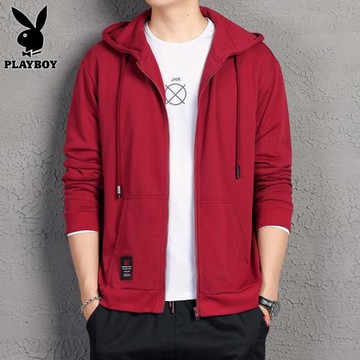 花花公子開衫衛衣男士2025年冬季休閑連帽寬松上衣男裝運動外套男