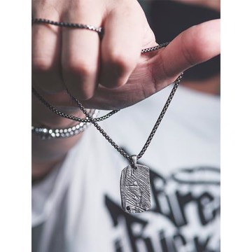 steelever鈦鋼百搭長款男士吊牌項鏈原創簡約精致配飾ins軍牌復古