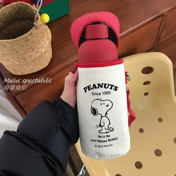 ✨桃園出貨✨卡通童趣史努比杯套ins風可斜挎ins風保溫杯保護套可愛手提水桶包