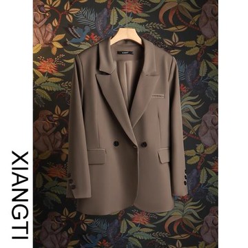 XT小西裝外套女高級設計感小眾棕咖色春秋裝新款2025早秋氣質流行