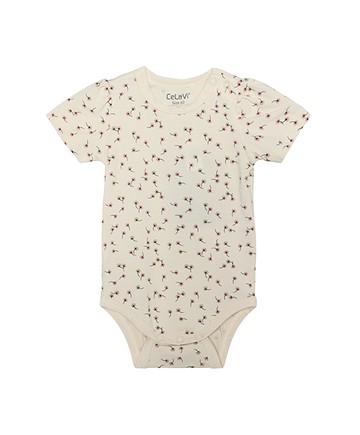 小花紛飛米色短袖包屁衣80cm