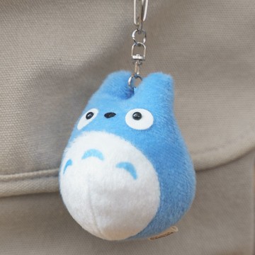真愛日本 宮崎駿 吉卜力 龍貓 Q藍龍貓 絨毛造型娃 扣式鎖圈 吊飾 鑰匙圈 掛飾 鎖圈