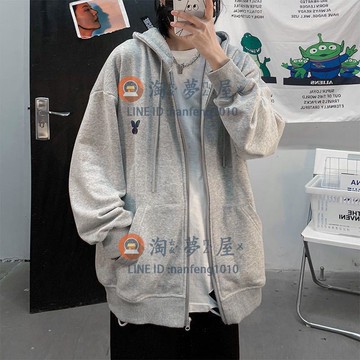 秋冬外套日系开衫拉链卫衣女 秋冬加绒加厚新款学生宽松连帽【淘夢屋】