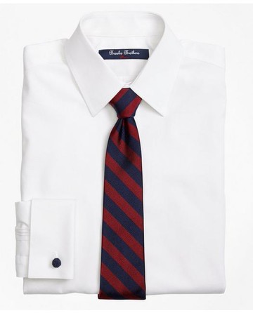 Brooks Brothers Boys Non-Iron Supima Pinpoint Cotton French Cuff Dress Shirt | White | Size 8