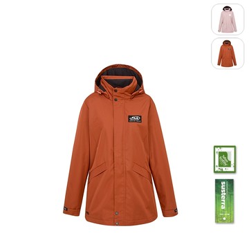 【FILA】女性 防水透濕高機能連帽外套(帽可拆)-棕色 5JKY-5111-BN